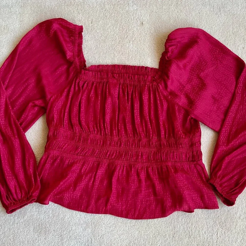 SOLD! NWT - Melrose & Market Women's Red Long Sleeve Peplum Top - Size XL - Picture 8 of 12